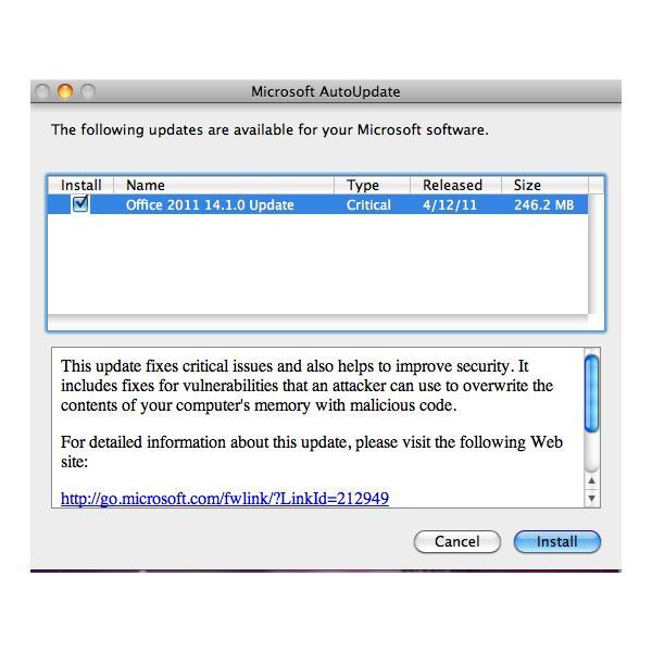 microsoft office for mac 2011 update 14.5.3